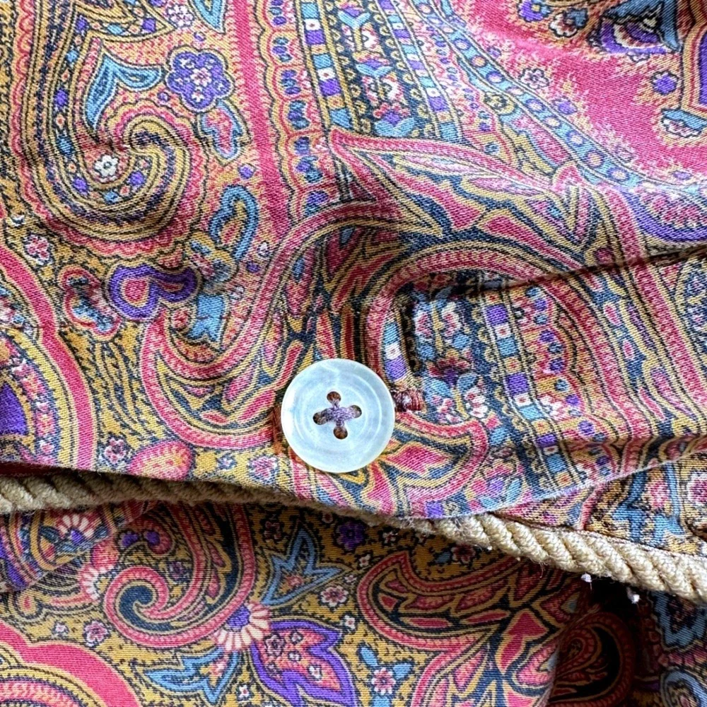 Vintage Ralph Lauren Paisley Duvet Cover Multi Color Boho Rope Trim